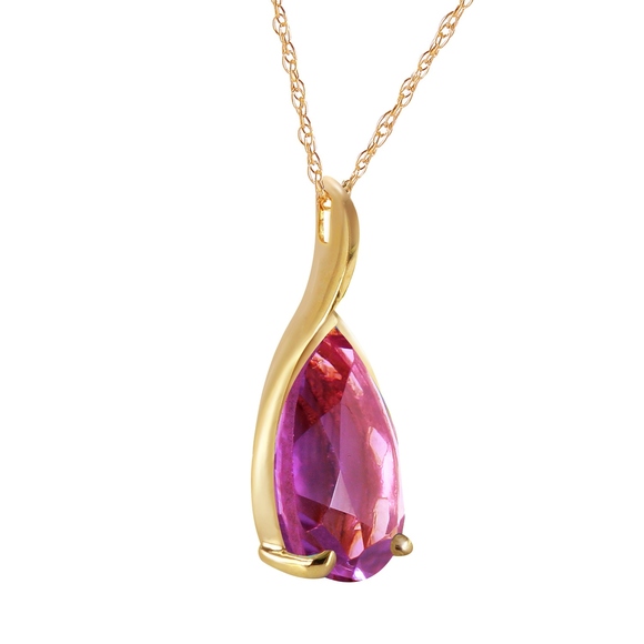 14K. S0LID GOLD NECKLACE WITH NATURAL AMETHYSTS (Yellow Gold)